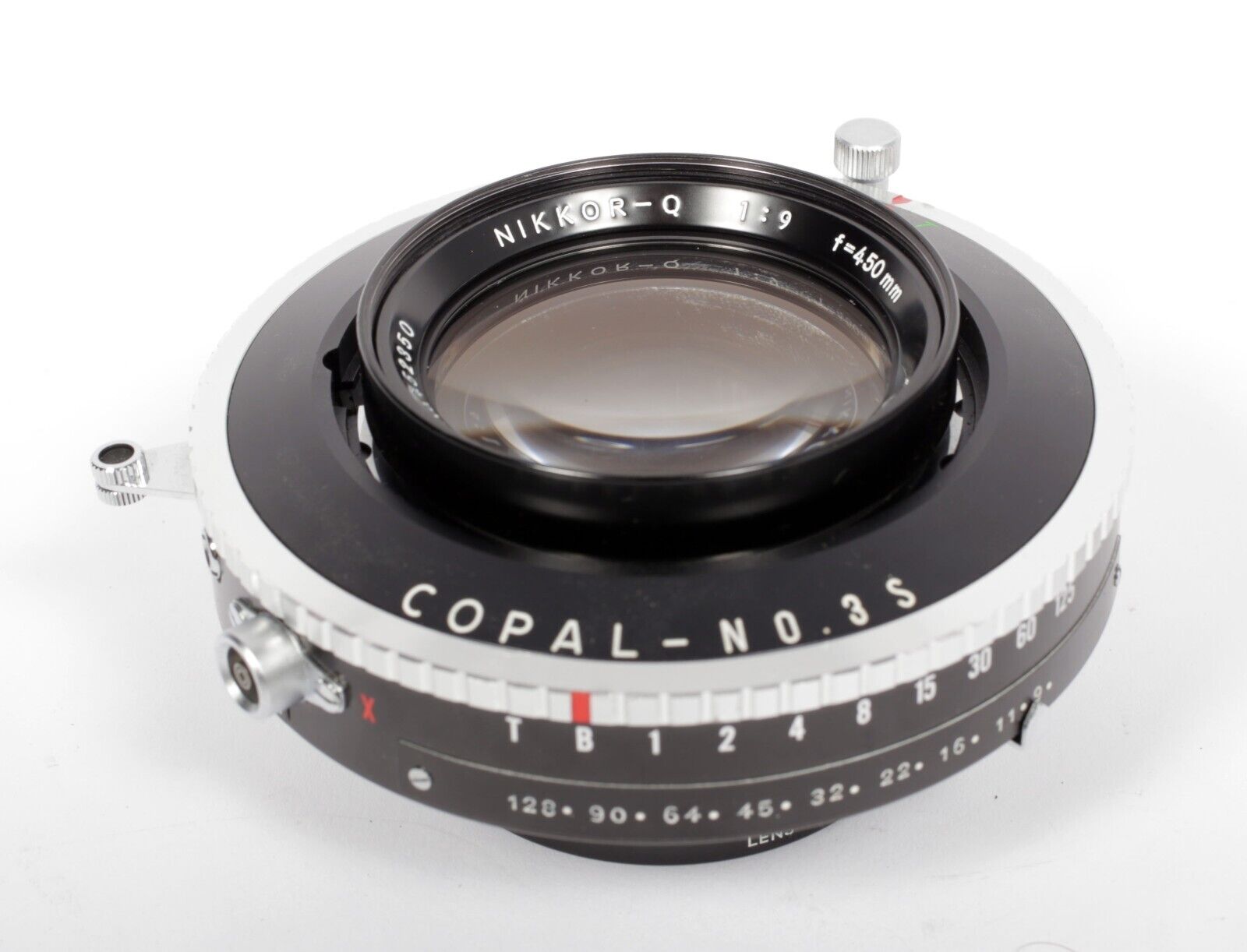 Nikon Nikkor Q 450mm F9 lens in Copal #3 shutter #8563 | CatLABS